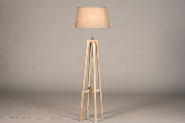 Stojací designová lampa Paola Taupe and Natur Wood (LMD)