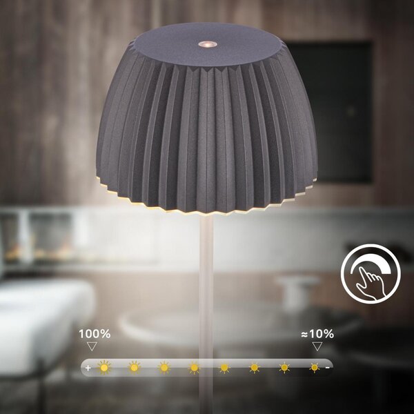 BRILONER Loca stolní lampa - 8W, 800lm, LED, dotykový vypínač, stmívatelná, teplá bílá, antracit 7625015