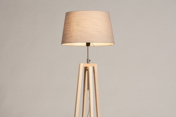 Stojací designová lampa Paola Taupe and Natur Wood (LMD)