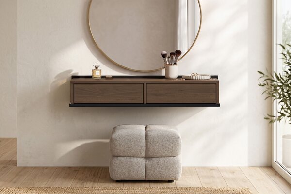 Závěsná toaletka Zenar 100 cm s šuplíky - elegantní ořech / černá
