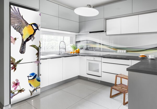 Nálepka fototapeta lednička Ptáci a květiny FridgeStick-70x190-f-98117635