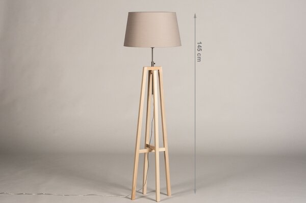 Stojací designová lampa Paola Taupe and Natur Wood (LMD)