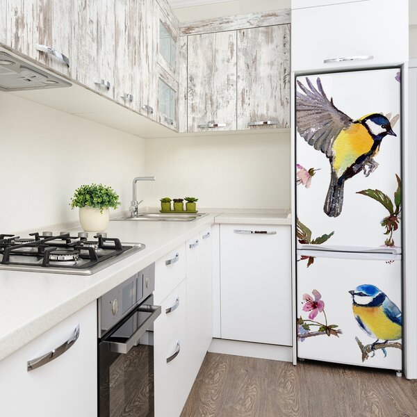 Nálepka fototapeta lednička Ptáci a květiny FridgeStick-70x190-f-98117635