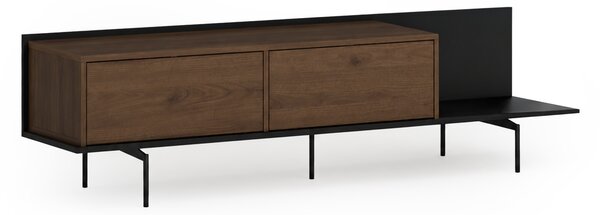 Moderní RTV skříňka Zenar 200 cm s kovovými nohami - elegantní ořech / černá