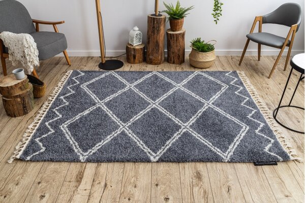 Dywany Łuszczów, Kusový koberec Berber Asila B5970 grey and white, 120x170, šedá, obývací pokoj