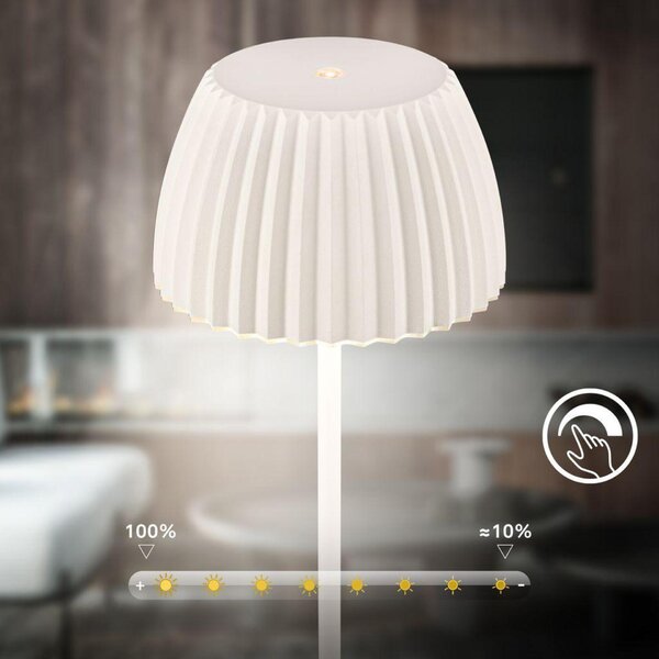 BRILONER Loca stolní lampa - 8W, 800lm, LED, dotykový vypínač, stmívatelná, teplá bílá, starobílá 7625016