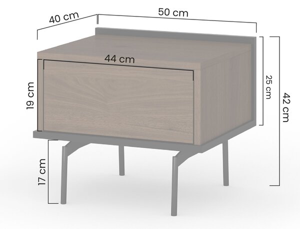 Noční stolek Zenar s šuplíkem 50 cm - elegantní ořech / černá