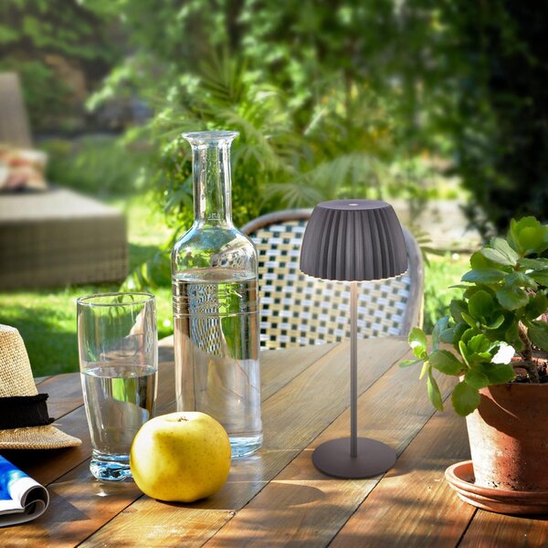 BRILONER Nabíjecí stolní lampa Riffle - 36,5 cm, 2W, 200lm, IP44, bezdrátová, LED, stmívatelná, dotykový vypínač, antracit 7553015