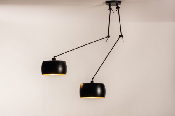 Závěsné černé designové svítidlo nad stůl Snap Light Duo Bond Black and Black (LMD)