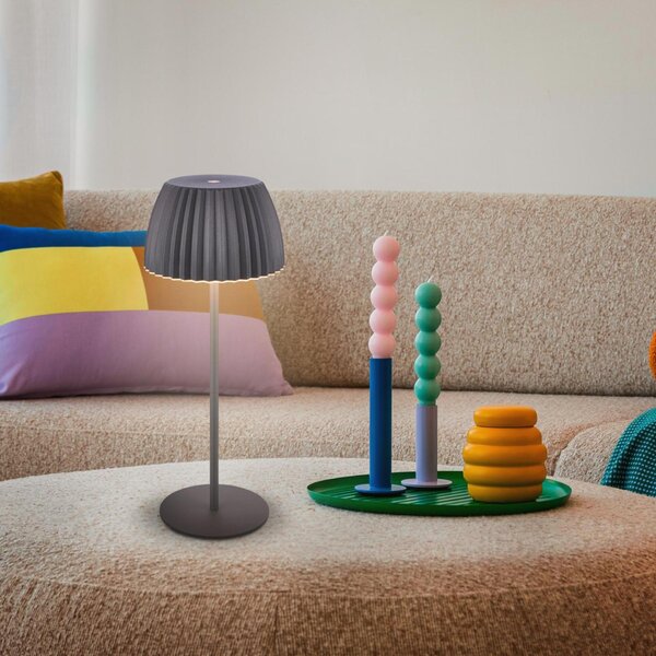 BRILONER Nabíjecí stolní lampa Riffle - 36,5 cm, 2W, 200lm, IP44, bezdrátová, LED, stmívatelná, dotykový vypínač, antracit 7553015