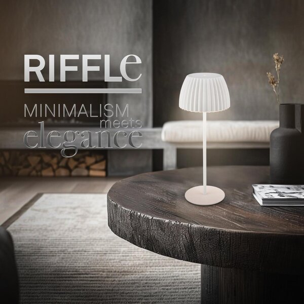 BRILONER Nabíjecí stolní lampa Riffle - 36,5 cm, 2W, 200lm, IP44, bezdrátová, LED, stmívatelná, dotykový vypínač, bílé 7553016