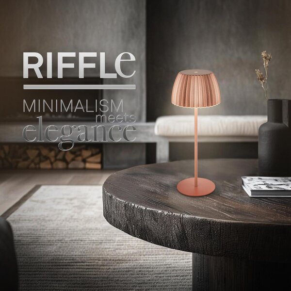 BRILONER Nabíjecí stolní lampa Riffle - 36,5 cm, 2W, 200lm, IP44, bezdrátová, LED, stmívatelná, dotykový vypínač, měď 7553013