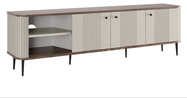 TV stolek Vesper 3D 187 cm - kašmírový / dekor ořech / černé nožky