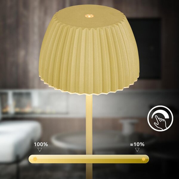 BRILONER Nabíjecí stolní lampa Riffle - 36,5 cm, 2W, 200lm, IP44, bezdrátová, LED, stmívatelná, dotykový vypínač, zelená 7553019
