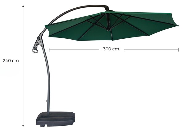 Zahradní slunečník Houseland Vortexa 300 cm tmavě zelený