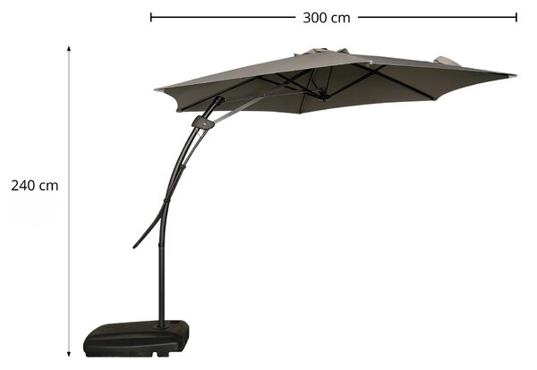 Zahradní slunečník Houseland Zylo 300 cm světle šedý