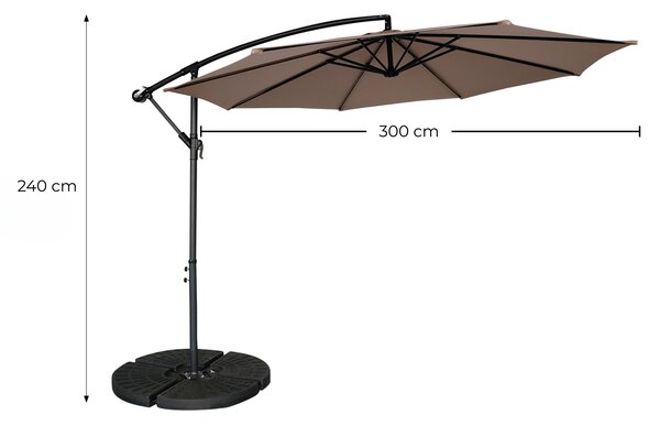 Zahradní slunečník Houseland Zynex 300 cm světle hnědý