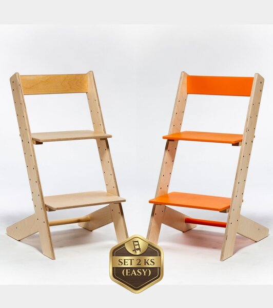 Lucas Wood Style - rostoucí židle EASY LINE zvýhodněný set 2 ks - přírodní + oranžová