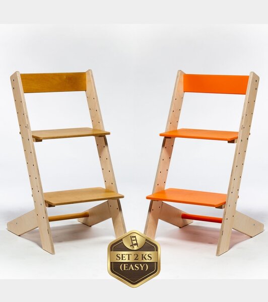 Lucas Wood Style - rostoucí židle EASY LINE zvýhodněný set 2 ks - buk + oranžová