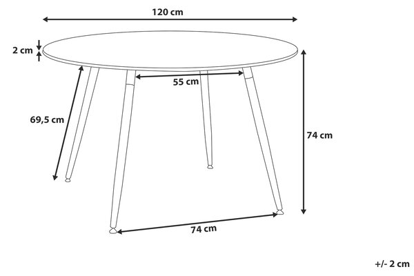Jídelní stůl BOVIO Černá 120 cm 120 cm