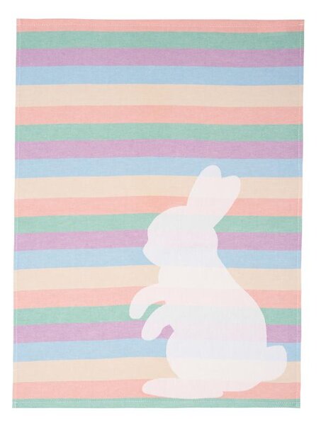 Utěrka DESIGN králíček pruhy pastelová 50 x 70 cm