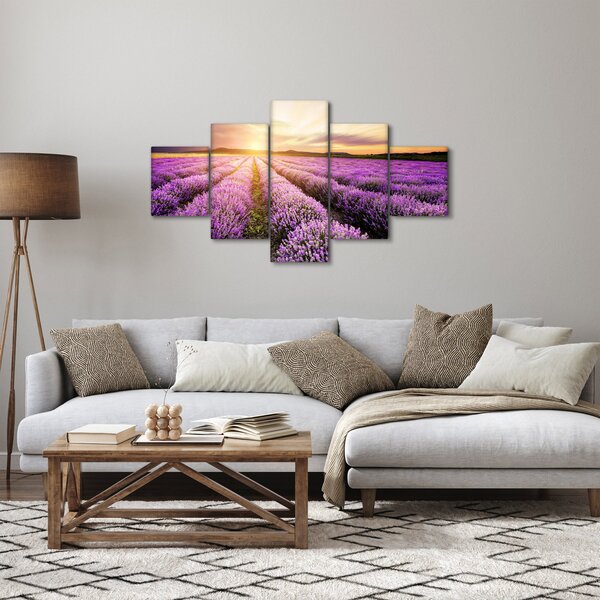 Obraz - Východ slunce v levandulovém poli (125x70 cm)