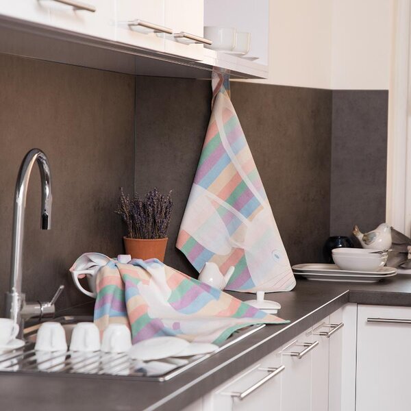Utěrka DESIGN králík pruhy pastelová 50 x 70 cm