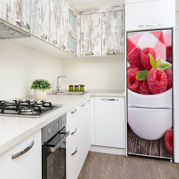 Nálepka na ledničku fototapeta Maliny ve sklenici FridgeStick-70x190-f-87146012