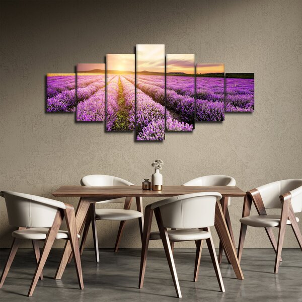 Obraz - Východ slunce v levandulovém poli (210x100 cm)