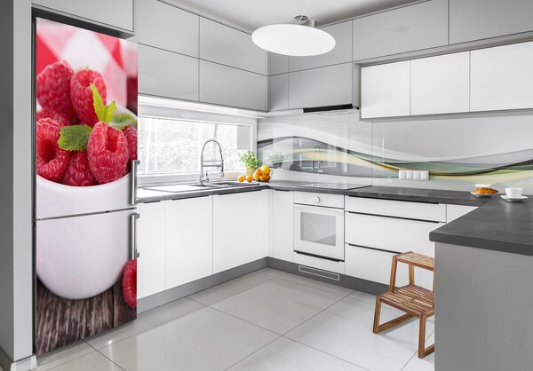 Nálepka na ledničku fototapeta Maliny ve sklenici FridgeStick-70x190-f-87146012