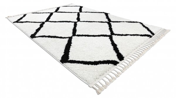 Makro Abra Kusový koberec BERBER CROSS bílý černý Rozměr: 80x150 cm