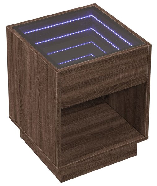 Noční stolek s Infinity LED hnědý dub 40 x 40 x 50 cm 3284083