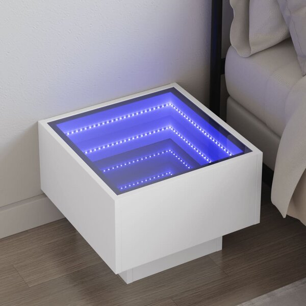 Noční stolek s Infinity LED bílý 40 x 40 x 30 cm 3284063