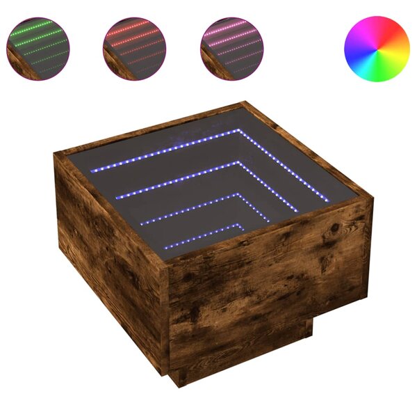 Noční stolek s Infinity LED kouřový dub 40 x 40 x 30 cm 3284067