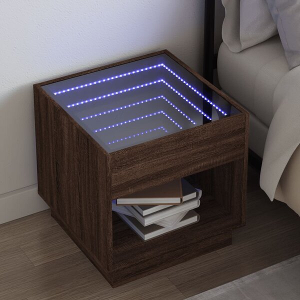 Noční stolek s Infinity LED hnědý dub 50 x 50 x 50 cm 3284090