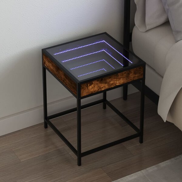 Noční stolek s Infinity LED kouřový dub 40 x 40 x 51 cm 3284093