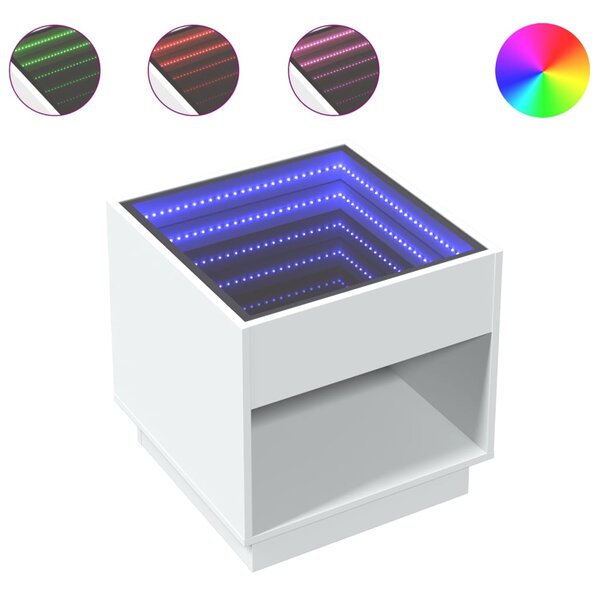 Noční stolek s Infinity LED bílý 50 x 50 x 50 cm 3284084