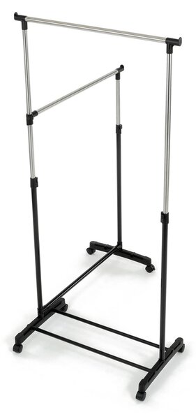 Dvojitý stojan na šaty Autronic GD-174 BK – kovová konstrukce s kolečky, černý design, vysoká nosnost