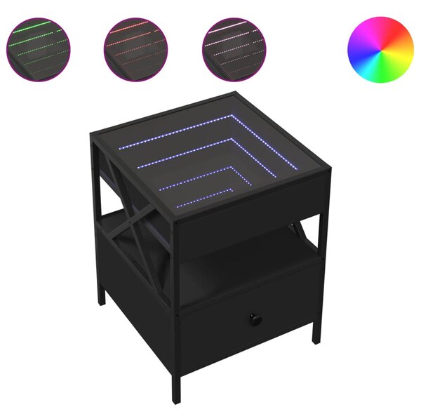 Noční stolek s Infinity LED černý 40 x 40 x 51 cm 3284101