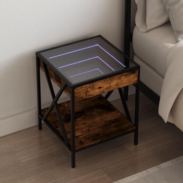 Noční stolek s Infinity LED kouřový dub 40 x 40 x 49 cm 3284098