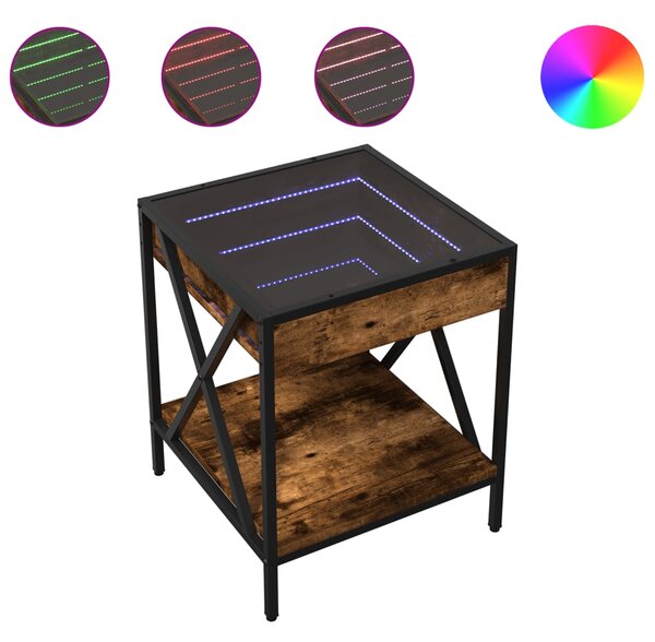 Noční stolek s Infinity LED kouřový dub 40 x 40 x 49 cm 3284098