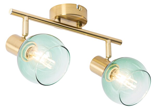Bodové svítidlo Art Deco zlaté se zeleným sklem 2-světlo - Vidro