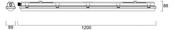 Sylvania LED svítidlo RESISTO, světle šedé, 120 cm, 17 W, 840 IP66, Hliník / šedá / zinek, Plast