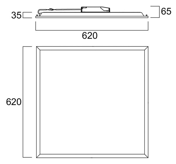 Sylvania Zapuštěný LED panel QUANTUM, bílý, 62 × cm, DALI, 26 W, UGR19, IP54, stmívatelný, Bílá / opál, Pracovna / kancelář, kov, Zapuštěné hranaté