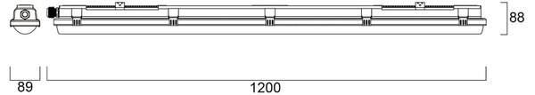 Sylvania LED panelové svítidlo RESISTO, světle šedé, 120 cm, 34 W, 840 IP66, Hliník / šedá / zinek, Plast