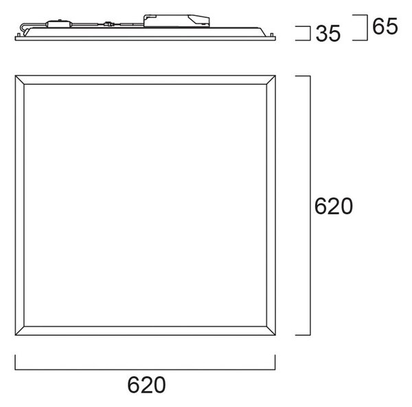 Sylvania Zapuštěný LED panel START, bílý, 62 × cm, DALI, 33 W, UGR19, stmívatelný, Bílá / opál, Pracovna / kancelář, kov, Zapuštěné hranaté