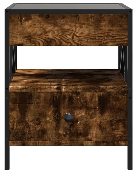 Noční stolek s Infinity LED kouřový dub 40 x 40 x 51 cm 3284103