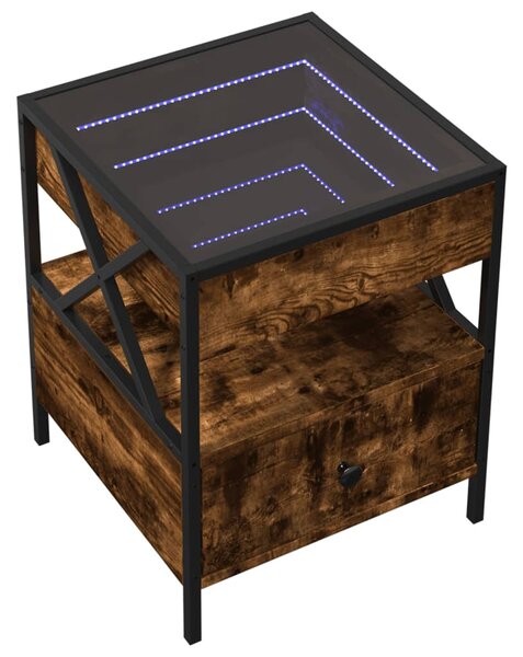 Noční stolek s Infinity LED kouřový dub 40 x 40 x 51 cm 3284103