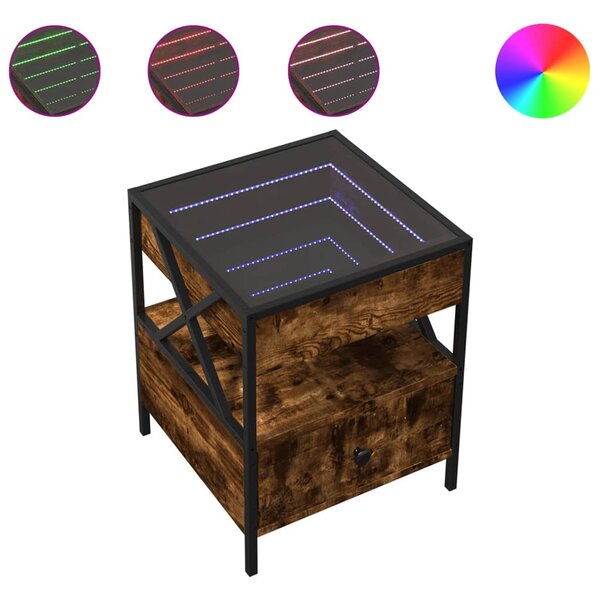 Noční stolek s Infinity LED kouřový dub 40 x 40 x 51 cm 3284103