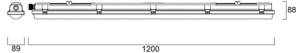 Sylvania LED svítidlo s čidlem RESISTO, šedé, 120 cm, 34 W, 840, IP66, Hliník / šedá / zinek, Plast